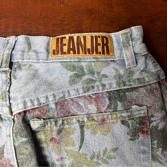 VINTAGE JeanJer 1980s Denim Floral High Mid Rise Tapered Leg Vtg 80s Jeans - Picture 5 of 9